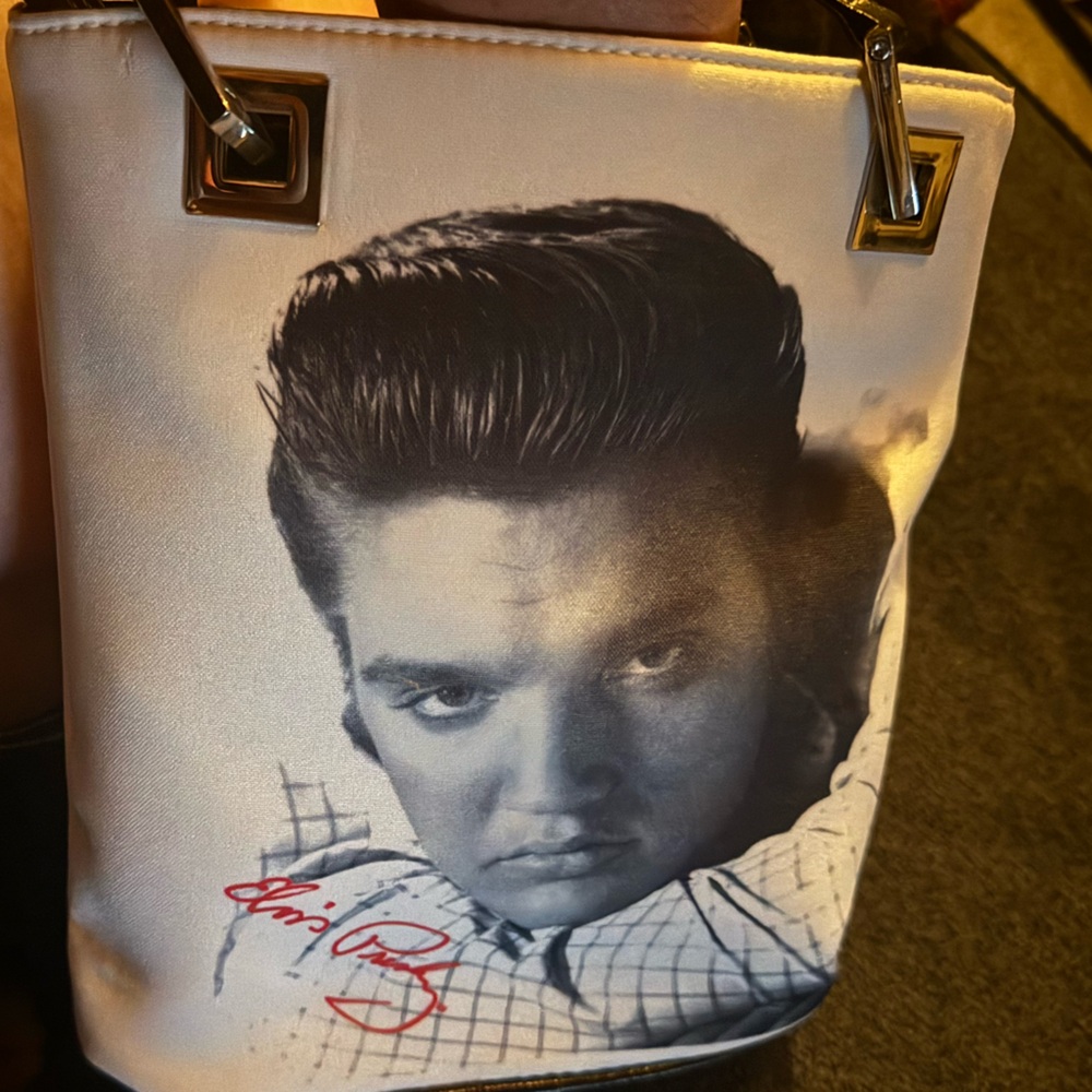 Elvis- Small White Purse-Rhinestone Detail